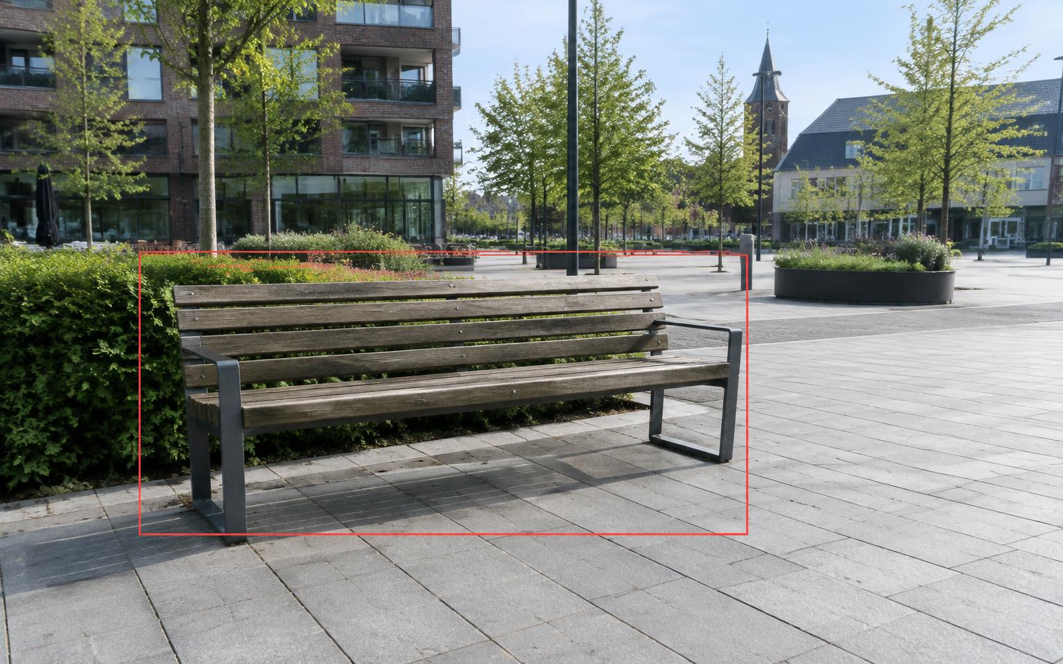 Houten stadsbank herkend tijdens een AI-inspectie